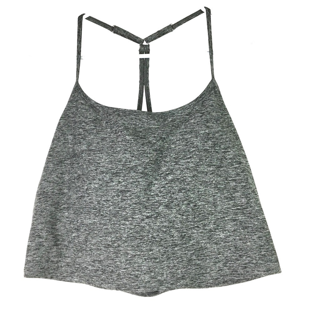 CALIA Heathered Space Dye Strappy Shelf Bra Tank Top Size L Gray